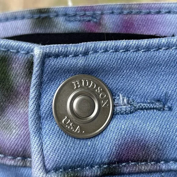 Hudson Barbara High Waist Skinny Ankle Jeans Pant Blue Blurred Floral USA Sz 28 - Picture 7 of 16